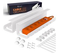 Zenacasa - Rangement Cable Bureau en Acier Blanc - Set de 2 Range Cable | Goulotte et Chemin de Cables pour Bureau avec Accessoires · Cable management, Installation Facile et Support Multiprise