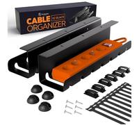 Zenacasa - Rangement Cable Bureau en Acier Noir - Set de 2 Range Cable | Goulotte et Chemin de Cables pour Bureau avec Accessoires · Cable management, Installation Facile et Support Multiprise