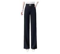 Zenacharm Pants, SoraGrace Women's Perfect Drape High Rise Pull-On Pants, Loose Straight-Leg Pant(Black,L)