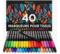 Zenacolor - 40 Feutres Textile et Tissu - Pointe Fine - Couleurs Permanents | Marqueurs Non toxiques · Indélébiles · T-shirt, Tote Bag, Sac et Autres Tissus · Lavable · Enfant et Adulte