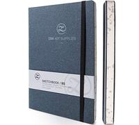 ZenART Carnet de croquis B5 (18 x 25 cm), 120 g/m² - Ouverture à plat, couverture souple effet cuir avec pochette - Papier ivoire lisse sans acide pour dessin, esquisse et techniques humides légères