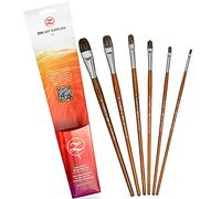 ZenART Pinceaux Filbert pour Huile et Acrylique - 6 pcs Professionnels 2, 4, 6, 8, 10, 12 avec Poils de Blaireau/synthétiques durables - Pochette PVC, Longs Manches en Bois laqué, sans Perte de Poils