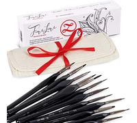 ZenART Pinceaux Miniature pour Détails - 12 pcs Gardent Leur Forme pour Travail Précis - Manches Sculptés en Bois pour Contrôle Accru - pour Figurines de Wargaming, Modèles, Acrylique, Huile, Gouache