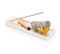 Zenbless Porte-encens 3 en 1 pour bâtons d'encens Palo Santo et sauge et bâtons d'encens, fait à la main en céramique phase de lune, idéal pour la méditation spirituelle, cadeau de yoga