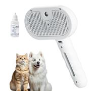 ZenBrosse Pet Grooming Brush, Brosse Chien Titanovia 2 in 1 Mist Brush USB Rechargeable No Rinse for Dogs Cats All Coat Types Hair Remover (Blanc)
