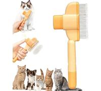 Zenbrush Cat Comb,2025 New Wider Flea Comb with Release Button for Cats&Dogs,One Button Cleaning,Removes Fur&Relieves Pain,Self-Cleaning Pet Comb Grooming Brush (Yellow)