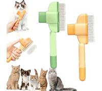 Zenbrush Cat Comb,2025 New Wider Flea Comb with Release Button for Cats&Dogs,One Button Cleaning,Removes Fur&Relieves Pain,Self-Cleaning Pet Comb Grooming Brush (Yellow+Green)