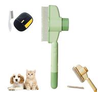 Zenbrush Cat Comb,Avatar Zenbrush For Cats,Self-Cleaning Pet Comb Grooming Brush With Long & Short Stainless Steel Teeth For Shedding Pet Hair Removal (Green)