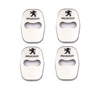 ZENCIX Couvercle Serrure Porte de Voiture 4 Pièces, pour Peugeot 208 308 408 508 2008 3008, Couvercle Gâche en Acier Inoxydable, Accessoires Décoration Antirouille Extérieurs,Silver