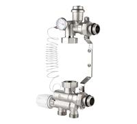 zencQ Ensemble de Régulation pour Plancher Chauffant - Kit sans Pompe avec Mitigeur Thermostatique 20-60 °C - Contrôle Température Chauffage au Sol - Adapté Systèmes Électriques & Hydraulique