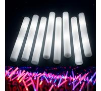 zenda club® Bâtons Lumineux LED en Mousse Blanc 48 cm (Lot de 10) - 3 Modes Clignotants - Foam Sticks LED pour Fête, Concert, Mariage, Anniversaire - Autonomie 8H