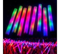zenda club® Bâtons Lumineux LED en Mousse Multicolores 48 cm (Lot de 10) - 3 Modes Clignotants - Foam Sticks LED pour Fête, Concert, Mariage, Anniversaire - Autonomie 8H (Multicolor)