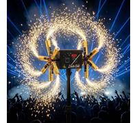ZENDA CLUB® Double Wheels Fire 2 - Système Rotatif pour Jets de Scène - 1 Mode de Rotation - Jusqu’à 12 Jets - Batterie Intégrée ou 4 Piles AA - Afficheur Digital de Voltage
