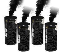 ZENDA CLUB® Lot de 4 Fumigènes à Main ± 60 Secondes Noir - Déclenchement à Mèche - Fumigènes Colorés à Tenir en Main - Catégorie F1