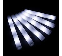 zenda club® Lot de 40 Bâtons Lumineux LED 48 cm - Couleur Blanc - Mousse Haute Qualité - 3 Modes (Fixe / Clap / Flash) - Idéal Soirées, Concerts, Mariages, Anniversaires - Autonomie 8H