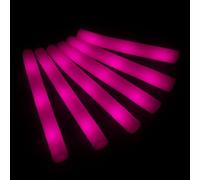 zenda club® Lot de 40 Bâtons Lumineux LED 48 cm - Couleur Rose - Mousse Haute Qualité - 3 Modes (Fixe / Clap / Flash) - Bâtons pour Soirées, Concerts, Mariages, Anniversaires - Autonomie 8 H