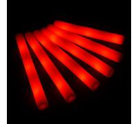zenda club® Lot de 40 Bâtons Lumineux LED 48 cm - Couleur Rouge - Mousse Haute Qualité - 3 Modes (Fixe / Clap / Flash) - Bâtons pour Soirées, Concerts, Mariages, Anniversaires - Autonomie 8 H