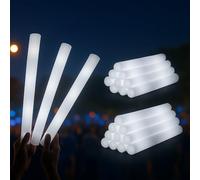 zenda club ® Lot de 96 Bâtons Lumineux LED 48 cm - Couleur Blanc - Mousse Haute Qualité - 3 Modes (Fixe / Clap / Flash) - Idéal Soirées, Concerts, Mariages, Anniversaires - Autonomie 8H