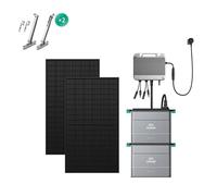 Zendure SolarFlow 800 - Micro-onduleur Hybride 1200W MPPT, Panneau Bi-Facial 1170W, 2 Batteries AB2000X, 2 paires Crochets Balcon