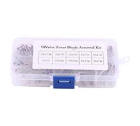 Zener Diode Assortment Kit 200pcs 10 Values 1N4738-1N4748 | Low Leakage Voltage Regulator for Circuit Protection/DIY Projects | Includes Storage Box with Labeled Compartments