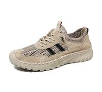 Zenfaze Breathable Mesh Elastic Laces Non Slip Hiking Sneakers Arch Support Orthopedic Shoes for Men, Slip-on Leather Shoes, Cooling Comfort Sneaker Solid Support, on (Sand Colour,40)