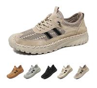 Zenfaze Chaussures orthopédiques pour homme, ne compriment pas le pied, chaussures de randonnée orthopédiques à enfiler, en maille respirante et antidérapante, kaki, 43.5 EU