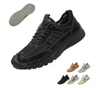 Zenfaze Orthopedic Shoes for Men, Arch Support, Breathable Mesh Upper with Elastic Lace, Slip-Resistant Slip-on Design (Black,41)