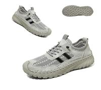 Zenfaze Orthopedic Shoes for Men,Handmade Breathable Outdoor Lightweight Slip-on Mesh Casual Sneakers,Arch Support,Breathable Mesh Elastic Laces,Leather Hiking Shoes (1PCS/B,45)
