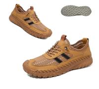 Zenfaze Orthopedic Shoes for Men,Handmade Breathable Outdoor Lightweight Slip-on Mesh Casual Sneakers,Arch Support,Breathable Mesh Elastic Laces,Leather Hiking Shoes (1PCS/C,40)