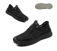 Zenfaze Orthopedic Shoes for Men,Handmade Breathable Outdoor Lightweight Slip-on Mesh Casual Sneakers,Arch Support,Breathable Mesh Elastic Laces,Leather Hiking Shoes (1PCS/A,41)