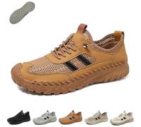 Zenfaze Orthopedic Shoes for Men, Men's Slip-on Non-Slip Sneakers with Breathable Mesh and Solid Arch Support for Hiking (Brown,46)