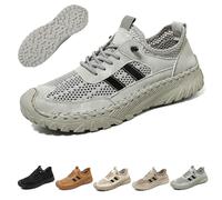 Zenfaze Orthopedic Shoes for Men,Men's Slip-on Orthopedic Leather Hiking Shoes,ArchSupport,Breathable Mesh Elastic Laces (Gray,38)
