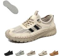 Zenfaze Orthopedic Shoes for Men, Men's Slip-on Orthopedic Leather Hiking Shoes, Breathable Hollow Mesh, for Outdoor (Sand,47)