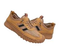 Zenfaze Orthopedic Shoes for Men, Slip-on Hiking Sneakers with Arch Support, Breathable Mesh, Non-Slip Sole, Widened Toe Box (45,Brown)