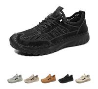 Zenfaze Orthopedic Shoes for Men, Solid Arch Support Breathable Hollow Mesh with Elastic Laces Non Slip Slip on Hiking Sneaker (Black,39)
