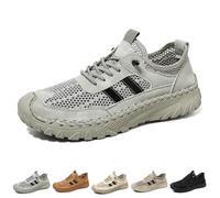 Zenfaze Orthopedic Shoes for Men, Zenfaze Slip on Orthopedic Hiking Shoes, Arch Support, Breathable Hollow Mesh with Elastic Laces (A,32.5)