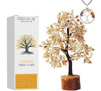 ZENFULSTONE Arbre de vie en citrine pour la maison, le bureau et la décoration de bureau | Bonsaï fait main pour la prospérité, la joie et la confiance | Cadeau de réussite parfait pour maman et papa