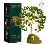 ZENFULSTONE Arbre de vie en cristal de jade vert pour la chance et la prospérité pour la maison et le bureau | Arbre de vie fait à la main pour la richesse, l'équilibre et la bonne fortune | Cadeau de