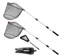 ZENFUN Lot de 2 épuisettes de pêche avec poignée télescopique, épuisette avec poignée Pliable Robuste, Filet en Nylon Pliable pour Eau salée et Eau Douce, Extensible jusqu'à 130 cm (Noir, Blanc)