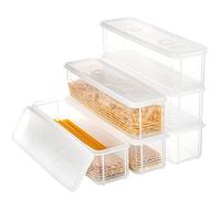 ZENFUN Lot de 6 boîtes de rangement hermétiques pour pâtes avec couvercle, porte-spaghetti, nouilles rectangulaires scellées pour réfrigérateur, garde-manger, 7,6 x 30,5 x 7,6 cm, sans BPA
