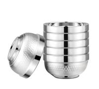 ZENFUN Lot de 6 bols en acier inoxydable 18/8 de 12,7 cm, bols à soupe légers à double paroi isolés pour riz, fruits, crème glacée, matériau de qualité alimentaire