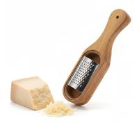 ZENFUN Râpe à fromage, râpe à fromage en acier inoxydable avec poignée en bois, récipient en bois d'acacia, râpe à fromage, râpe de cuisine portable pour fromage, citron et chocolat, outil à fromage