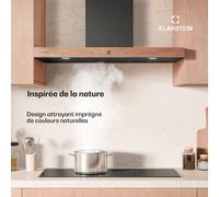 Klarstein ZenFusion T Hotte aspirante - 90 cm Hotte murale, Débit 885 m³/h Boost, Tactile, CEE A++, LED 4000 K, Silencieuse 47 dB, Noir, Air évacué & recyclé