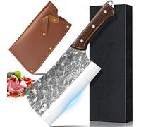 ZENG Couteau Hachoir en Acier Carbone, Design Anti-Adhérent, Manche Ergonomique avec Anneau de Sécurité, pour Cuisine, Camping & BBQ (Traitement de Trempage sous Vide, Full Tang) (Couteau de chef)