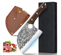 ZENG Couteau Hachoir en Acier Carbone, Design Anti-Adhérent, Manche Ergonomique avec Anneau de Sécurité, pour Cuisine, Camping & BBQ (Traitement de Trempage sous Vide, Full Tang)