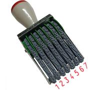 zeng Tampon Numérique 7 Chiffres avec Symboles - Cadre Métal, 43 x 7 mm, multicolore, pour Codes Lot/Date, Bureau, École (Sans Encre)