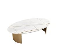 Zeng25liangOu-12 Balcon du Salon Salon, Usage Domestique, Table Basse en Dalle de Roche, Petite unité, Moderne, Simple, elliptique, Nordique(Gold,Petit)