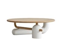 Zeng25liangOu-12 Balcon du Salon Table Basse Ronde d'appoint, Meuble décoratif Moderne for Salon, Base en Bois texturé, multifonctionnelle(Grand)