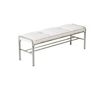 Zeng25liangOu-12 Banc de Chambre Banc Long en Acier Inoxydable avec Coussin Cuir Blanc, Tabouret rembourré for Enfiler des Chaussures à Usage Domestique(Grand)