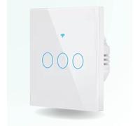 ZenGO Interrupteur Tactile connecté WiFi + RF 433 MHz, 3 Boutons, sans Fil Neutre, Compatible Alexa, Google Home, SmartLife et Tuya